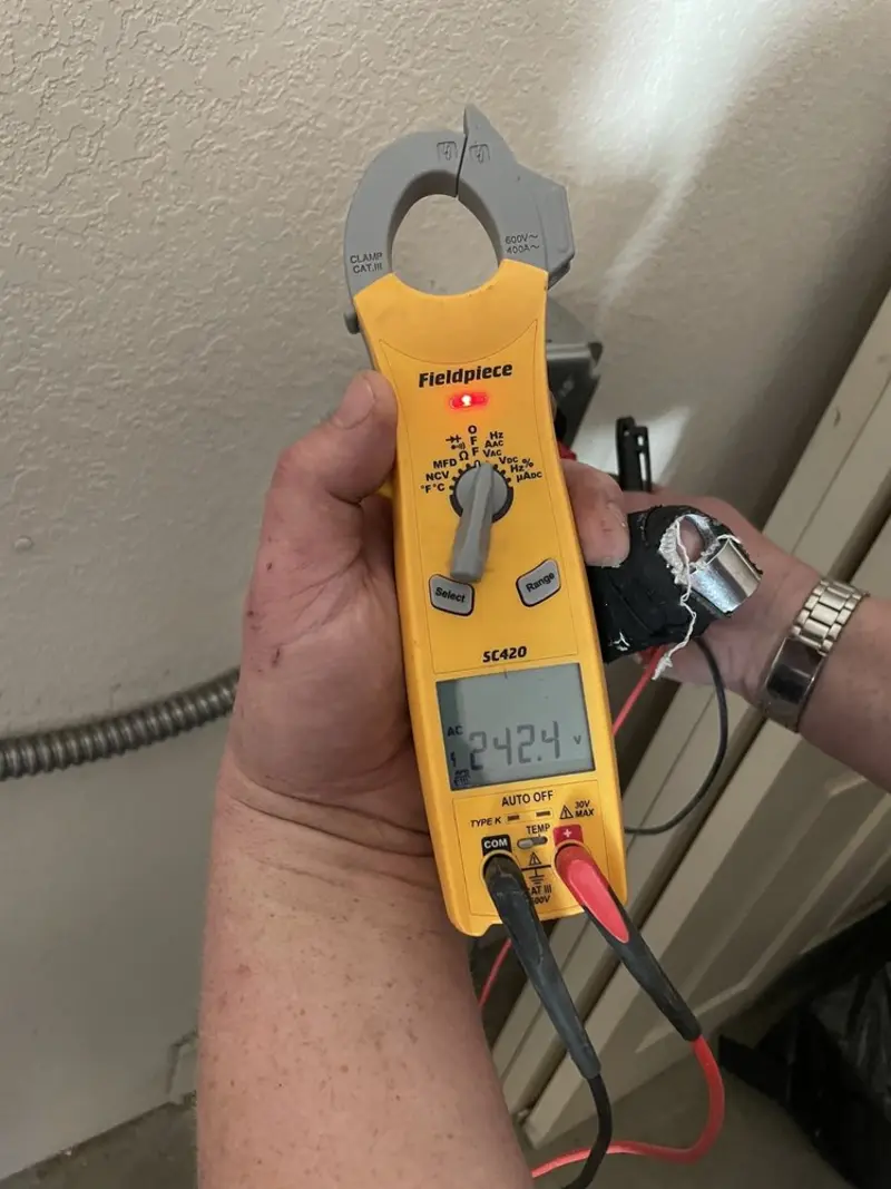 Voltage testing with clamp meter during Hot Tub / Pool Electrical Wiring in Midwest City